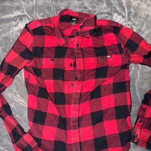 Vans Men's Red & Black Buffalo Plaid Flannel Shirt Size Large